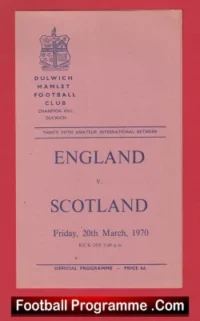 England v Scotland 1970 – Amateur International Dulwich Hamlet