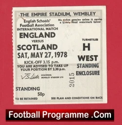England v Scotland 1978 - Football Match Ticket Schools - football memorabilia
