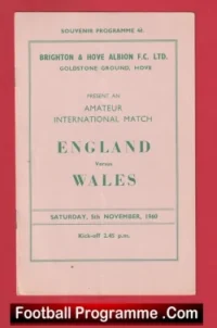England v Wales 1960 – Amateur Intenational Brighton FC