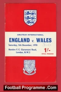 England v Wales 1970 – Amateur International Hendon
