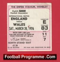 England v Wales 1976 – Football Match Ticket Schools