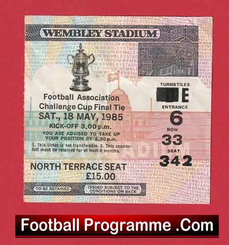 Everton v Manchester United 1985 - Cup Final Match Ticket - Image 2