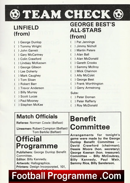George Dunlop Testimonial Benefit Linfield 1986 - George Best - Image 5