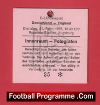 Germany v England 1978 – Football Ticket Pass