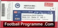 Hertha Berlin v Liverpool 2008 – Match Ticket Germany