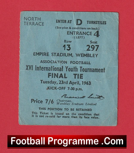 International Youth Tournament Football Ticket 1963 - Image 2