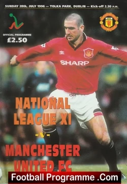 Ireland National League v Manchester United 1996 - in Dublin Ireland - football programme