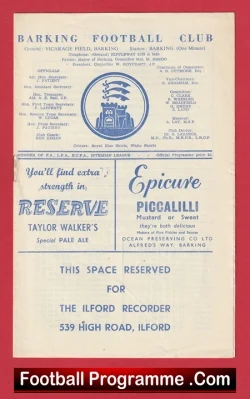 Isthmian League v Royal Navy 1961 - at Barking - football programme