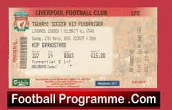 Liverpool Legends v Celebrity All Stars 2005 - Match Ticket Tsunami Disaster - football memorabilia