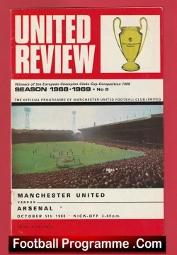 Manchester United v Arsenal 1968 - 1960s - football programme