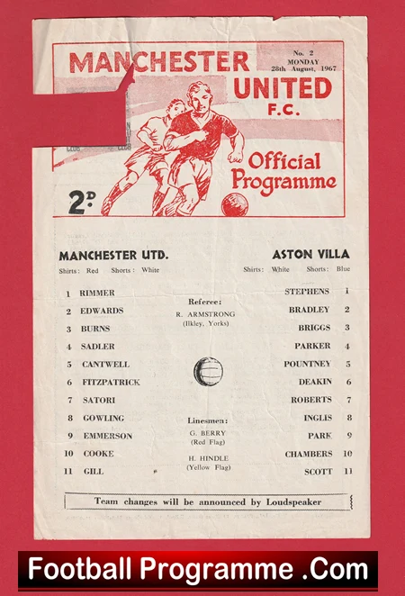 Manchester United v Aston Villa 1967 - Reserves Noel Cantwell - Image 2