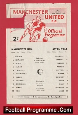 Manchester United v Aston Villa 1967 - Reserves Noel Cantwell - football programme