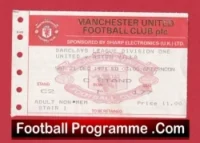 Manchester United v Aston Villa 1991 – Match Ticket