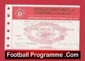 Manchester United v Aston Villa 1991 – Match Ticket