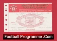 Manchester United v Atletico Madrid 1991 – Ticket – ECWC Ryan Giggs