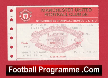 Manchester United v Atletico Madrid 1991 - Ticket - ECWC Ryan Giggs - Image 2