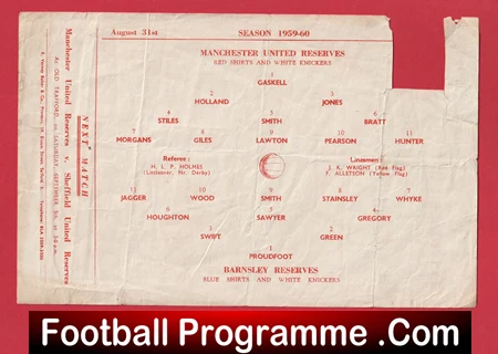 Manchester United v Barnsley 1959 - Reserves Nobby Stiles - Image 3