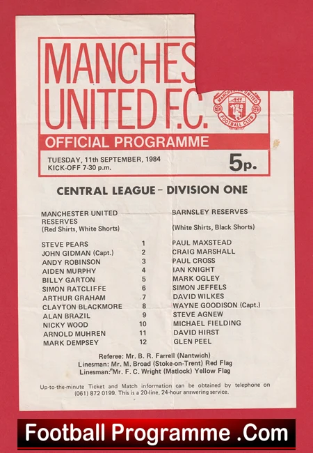 Manchester United v Barnsley 1984 - Reserves + Arnold Muhren - Image 2