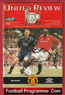 Manchester United v Bury 1998 - Autographed Signed Paul Scholes - football programme
