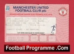 Manchester United v Charlton Athletic 1994 - Ticket Man Utd - football memorabilia