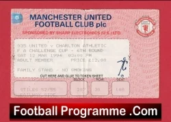 Manchester United v Charlton Athletic 1994 - Football Ticket - football memorabilia