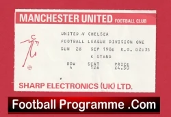 Manchester United v Chelsea 1986 - Match Ticket - football memorabilia