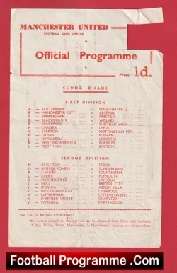 Manchester United v Derby County 1960 - Reserves Nobby Stiles - football programme