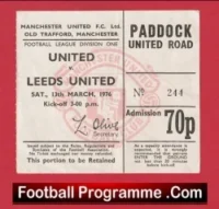 Manchester United v Leeds United 1976 – Man Utd Football Ticket