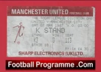 Manchester United v Manchester City 1987 – Football Ticket