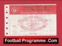 Manchester United v Panathinaikos 1991 – Ticket ECWC Match Ticket
