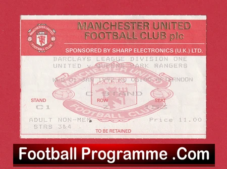 Manchester United v QPR 1992 - Football Ticket - Image 2