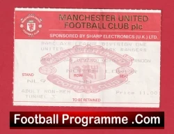 Manchester United v QPR 1992 - Match Ticket - football memorabilia