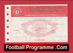 Manchester United v Sheffield Utd 1991 - Football Ticket - football memorabilia