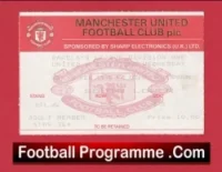 Manchester United v Sheffield Wednesday 1992 – Match Day Ticket