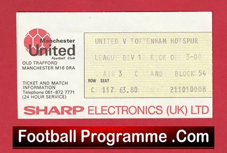 Manchester United v Tottenham 1979 - Football Match Ticket - Image 2