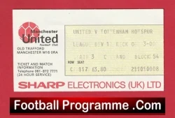 Manchester United v Tottenham 1979 - Football Match Ticket - football memorabilia