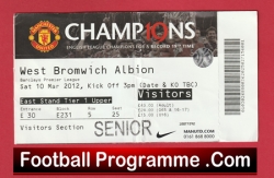 Manchester United v WBA 2012 - Football Match Ticket - football memorabilia