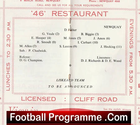 Newquay v Liskeard 1966 - South Western League - Image 3