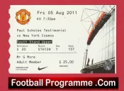 Paul Scholes Testimonial Benefit Match Manchester United 2011 – Match Ticket