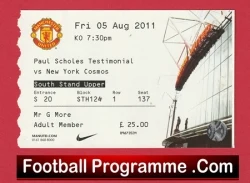 Paul Scholes Testimonial Benefit Match Manchester United 2011 - Match Ticket - football memorabilia