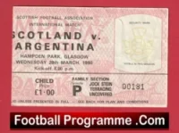 Scotland v Arentina 1990 – Football Match Ticket Hampden