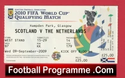Scotland v Holland 2009 - Football Ticket - football memorabilia