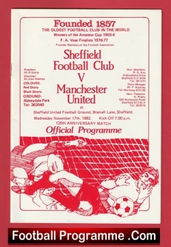 Sheffield United v Manchester United 1982 - 125th Anniversary Match - football programme