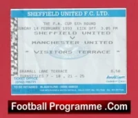 Sheffield United v Manchester United 1993 – FA Cup Match Ticket