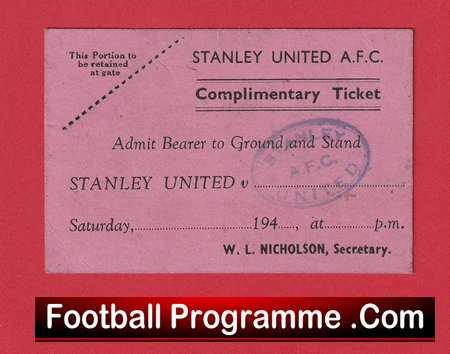 Stanley United Football Ticket 1940s - Comp Issue - Image 2