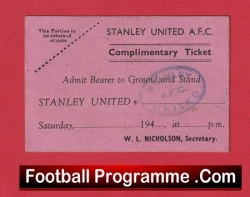 Stanley United Football Ticket 1940s - Comp Issue - football memorabilia