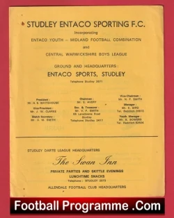 Studley Entaco Sporting v Astwood Bank 1970s - football programme