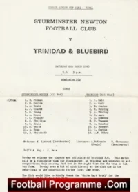 Sturminster Newton v Trinidad Blubird 1980 – Dorset Senior Cup Semi Final
