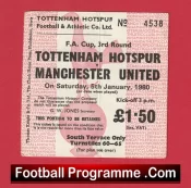 Tottenham Hotspur v Manchester United 1980 – Match Ticket