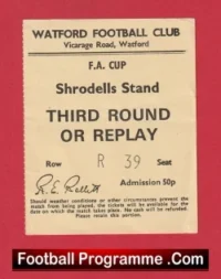 Watford v Manchester United 1969 – Match Ticket FA Cup Replay